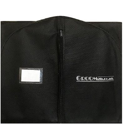 small black suit bag folded in half
