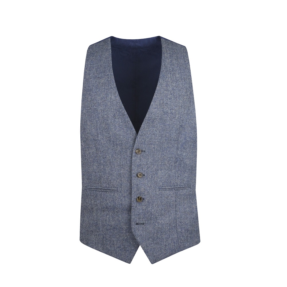 Brocton Blue Tweed Waistcoat - 4 The Wedding