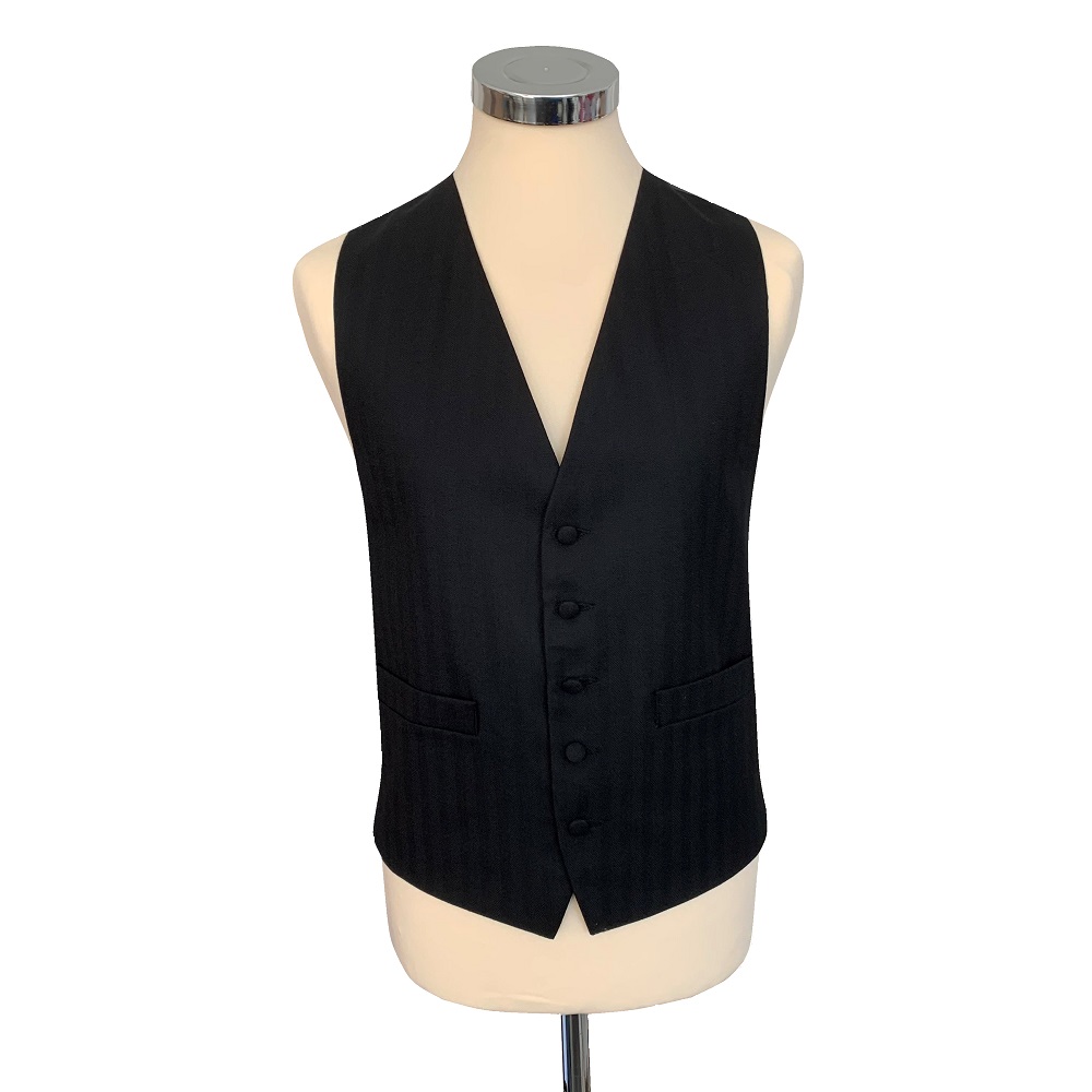 Black Herringbone SB Waistcoat - 4 The Wedding