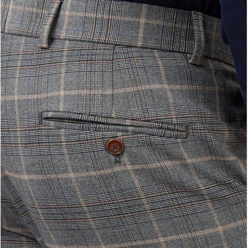 Antique Rogue Grey & Tan Check Slim-Fit Trousers - Image 4