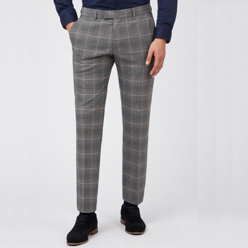 Antique Rogue Grey & Tan Check Slim-Fit Trousers - Image 2