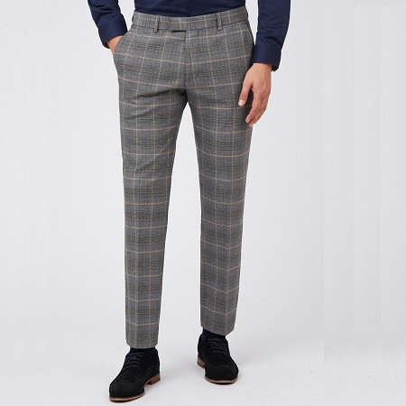 Antique Rogue Grey & Tan Check Slim-Fit Trousers - 4 The Wedding