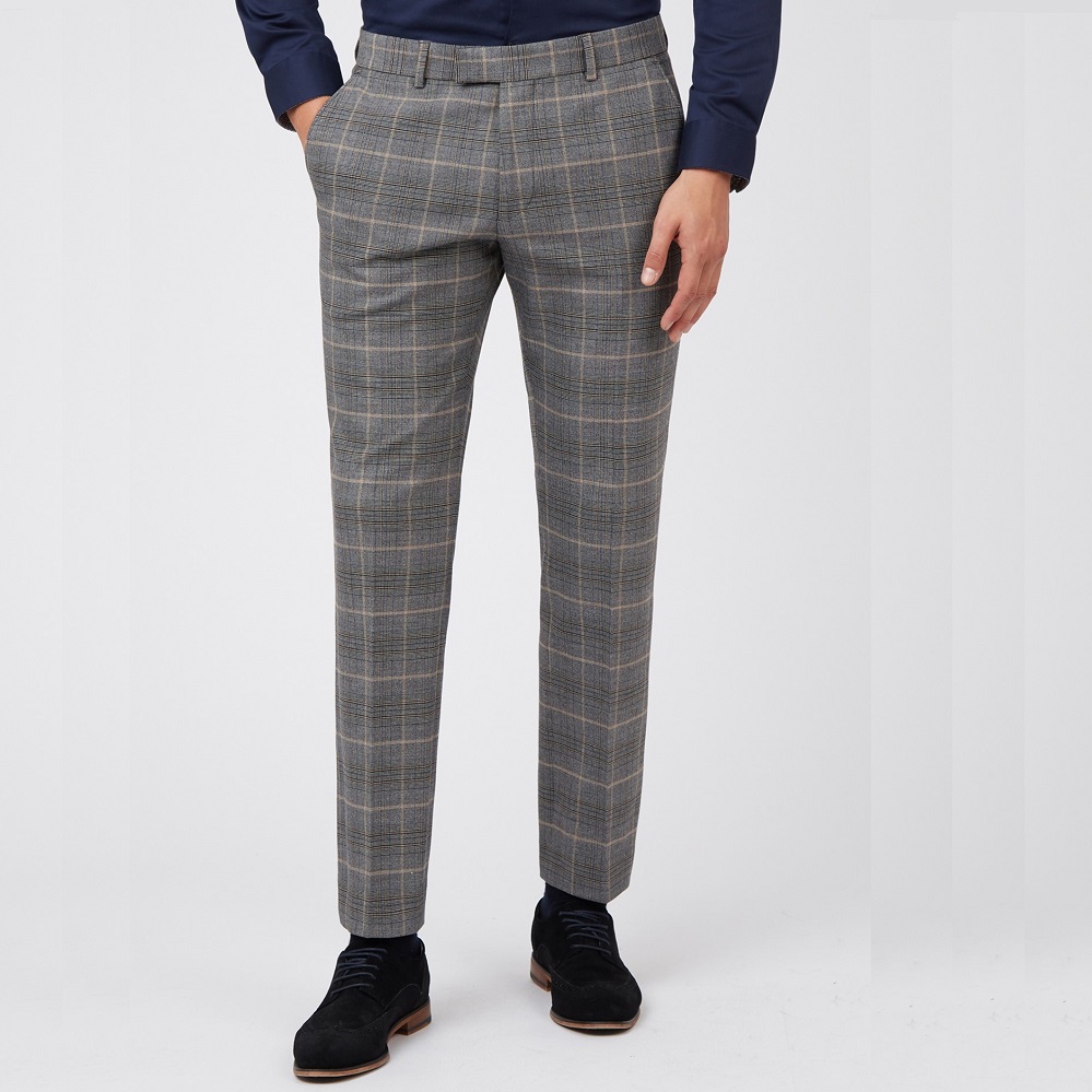 Mens slim checked store trousers