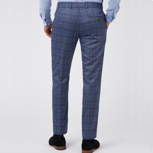 Antique Rogue Navy with Multi Overcheck Slim-Fit Trousers - Image 3