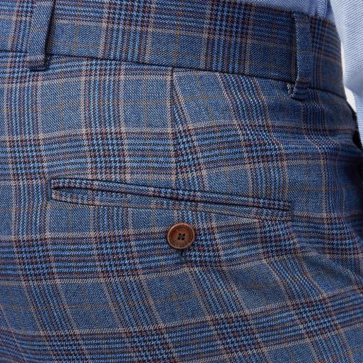 Antique Rogue Navy with Multi Overcheck Slim-Fit Trousers - Image 4