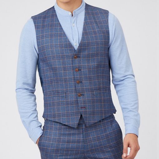 Antique Rogue Navy with Multi Overcheck Waistcoat - Image 2