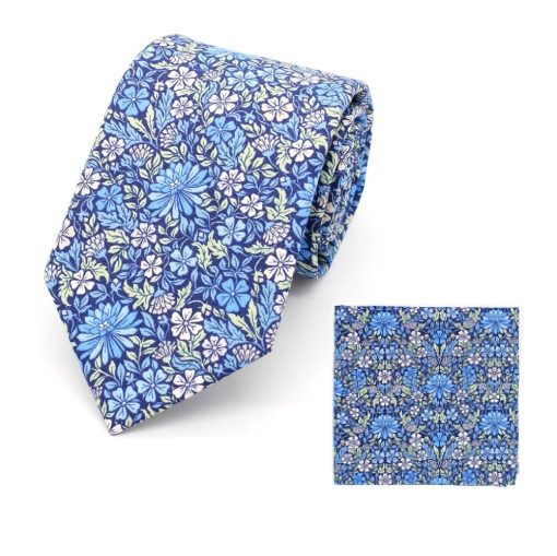 Liberty Blue Moon Flower Tie & Pocket Square - Image 4