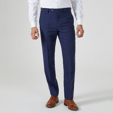 Jude Navy Herringbone Tailored Fit Trousers - 4 The Wedding