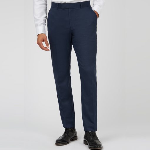 Antique Rogue Navy Texture Slim-Fit Trousers - Image 2