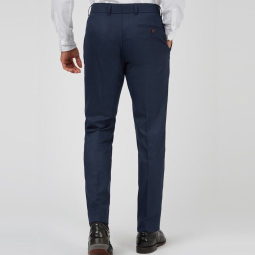 Antique Rogue Navy Texture Slim-Fit Trousers - Image 3