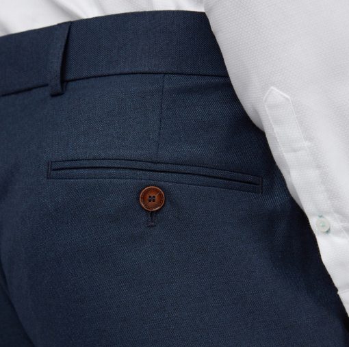 Antique Rogue Navy Texture Slim-Fit Trousers - Image 4